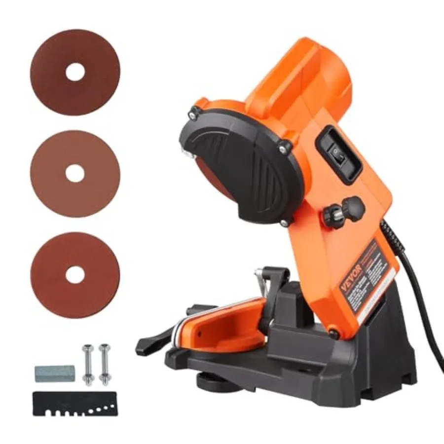 electric chainsaw sharpener setup on bench