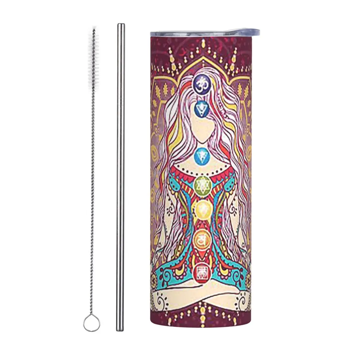 Balanced Chakras 1 Stainless Steel Tumbler Vacuum Insulated Mugs Thermal Cold Cup Straw With Lid 20oz