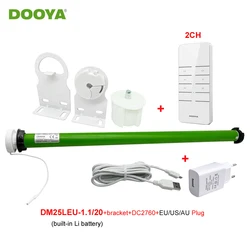 Dooya DM25LEU Intelligent Tubular Motor EU/US w RF433 Remote Roller Blind Shutter Li Battery Smart Curtain Motor for 38mm Tube