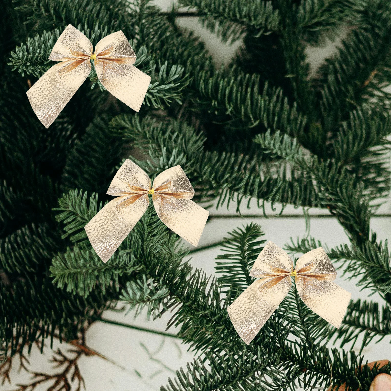 

24pcs Christmas Bows 5.5Cm Bling Bowknots For Tree Decoration Festival Party Diy Crafts Wedding Hair Accessories Decorative