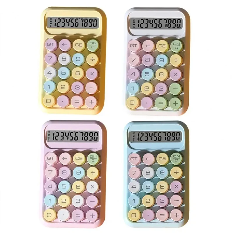 Keyboard Calculator Office 10-digit Mechanical Buttons Calculator Cute Candy Color School Supplies Students/Finance Stationery