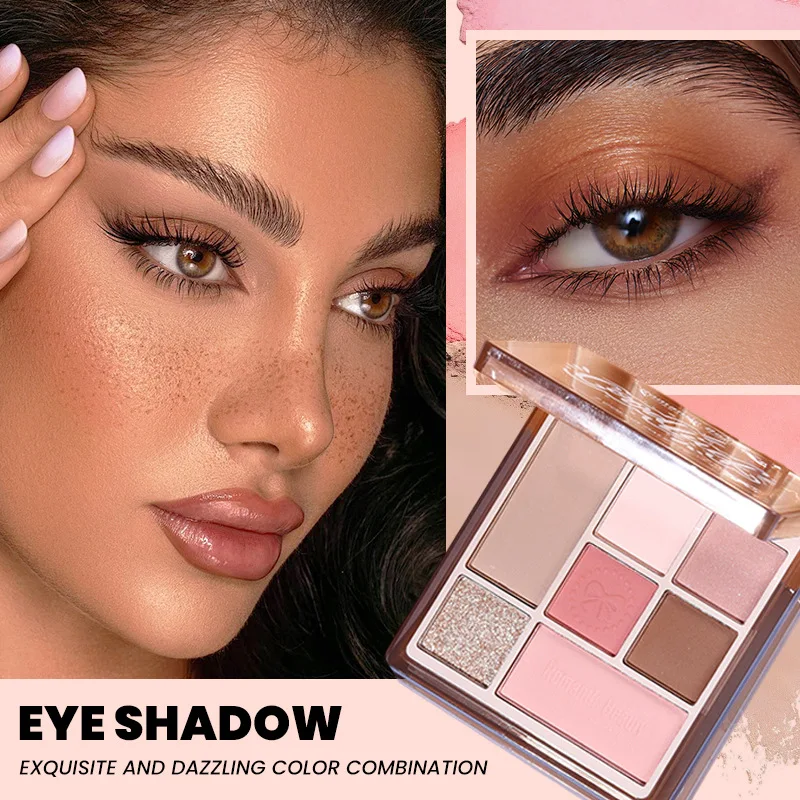 Paleta Cieni do Powiek 7 Odcieni Brązowe Nude Matowe Brokatowe Wszechstronny Makijaż Oczu Łatwe do Blendowania Długotrwałe do Szybkiego Makijażu