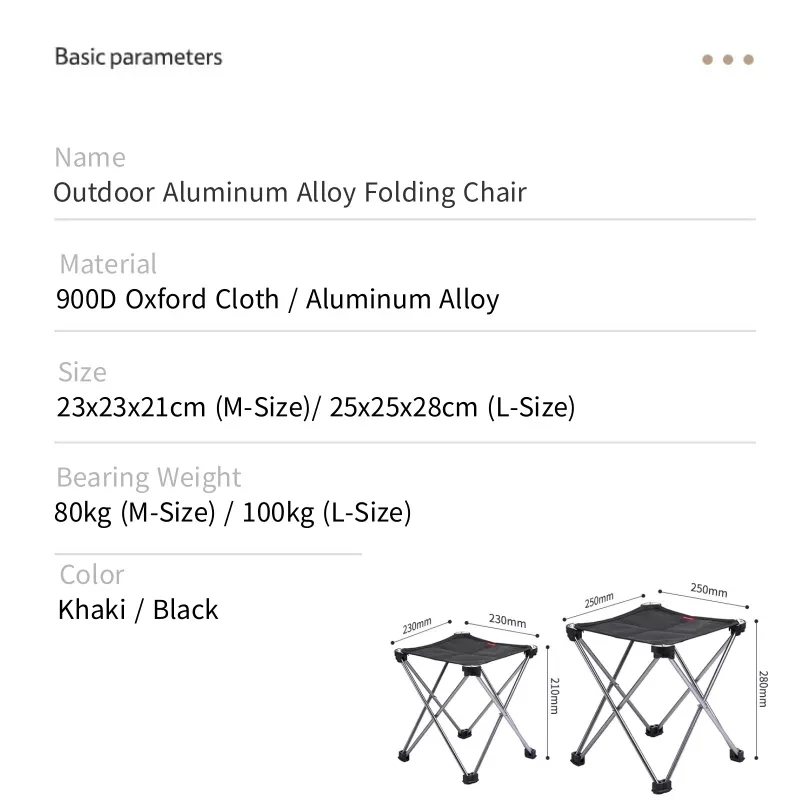 Naturehike Outdoor Camping Folding Stool Aluminum Alloy Support 900D Oxford Cloth Ultra Light Portable Travel Beach Fishing Seat