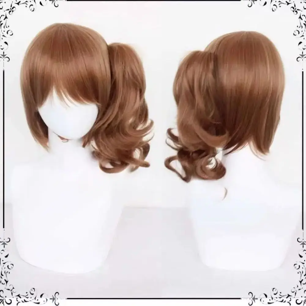 Anime Identity V Air Force Martha Cosplay Wig Brown Short One Sided Ponytail Synthetic Wig Heat Resistant Synthetic Wig rose net