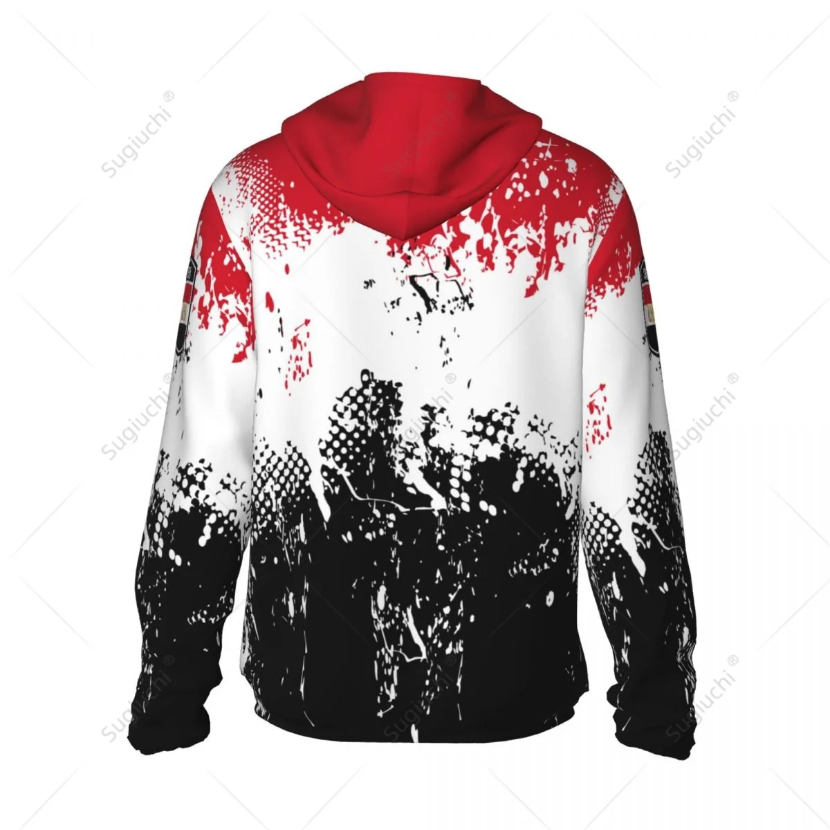 Hoodie de manga comprida com zíper, poliéster, proteção solar, roupas de pesca, ciclismo, corrida, proteção solar, Abu Flag, secagem rápida