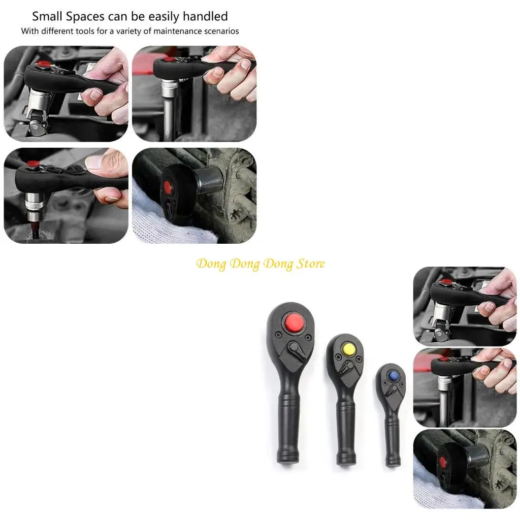 

4XBA 3 Piece Small Ratchet Wrench Set 72 Teeth Quick Release Tool for Confined Areas