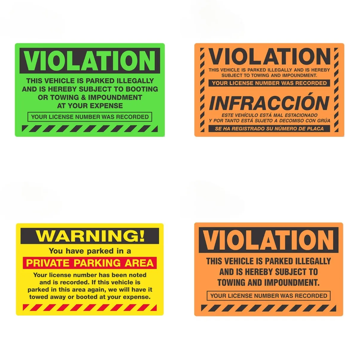 

Final Warning Violation Infraccion No Parking Area Sign Yellow Car Sticker Creative Decal Bumper Van Decoration