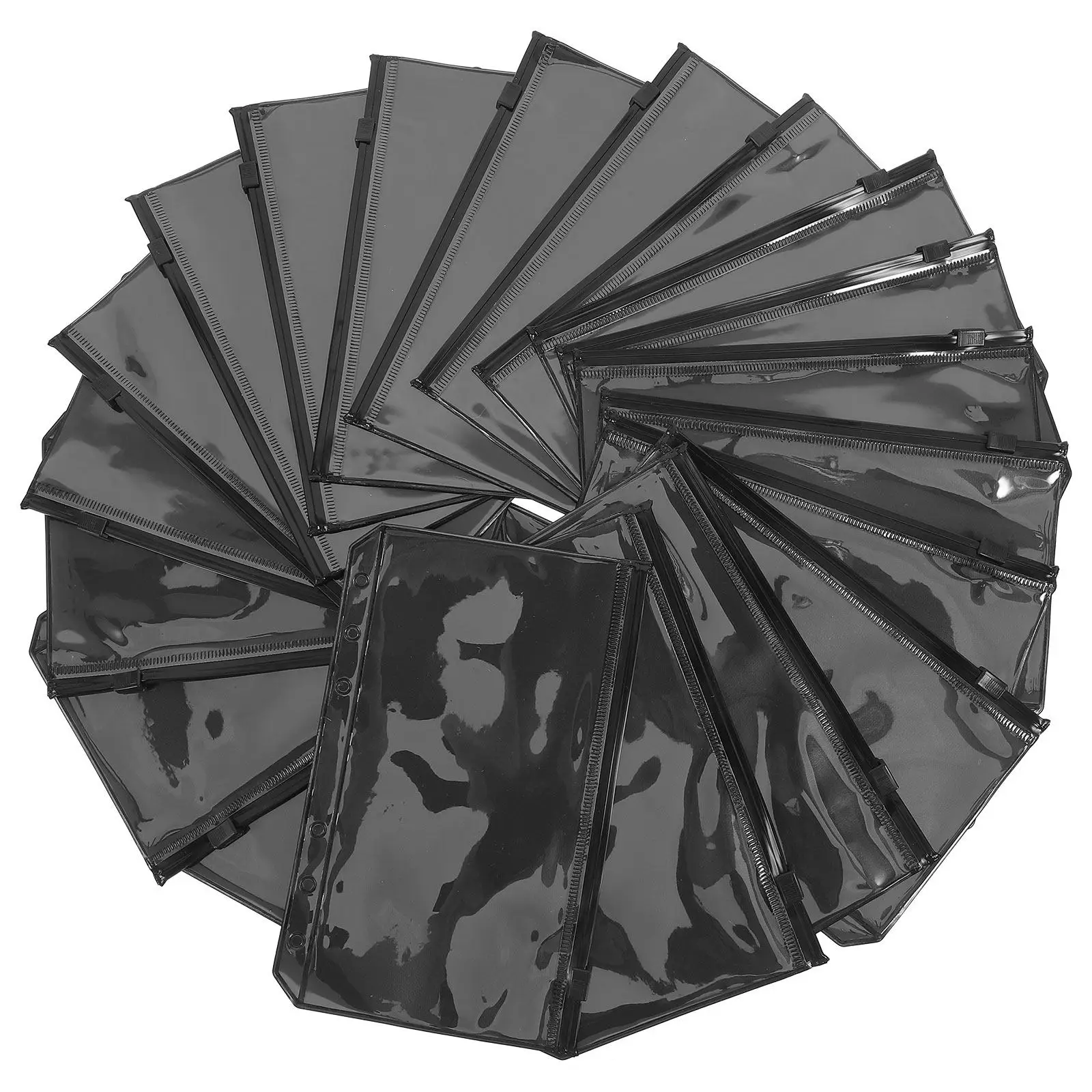 A6 Zipper Binder Pockets 20 Pack Clear PVC 6 Hole Refill Pouches for Notebook Documents and Cash