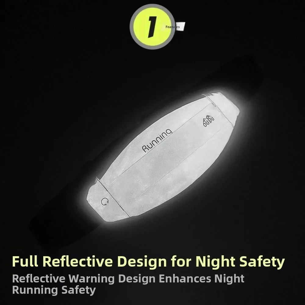 Fashion 7 Inch Reflective Running Bag Close Fitting Waterproof Sports Waist Bag Breathable Storage Mobile Phone Bag Hiking