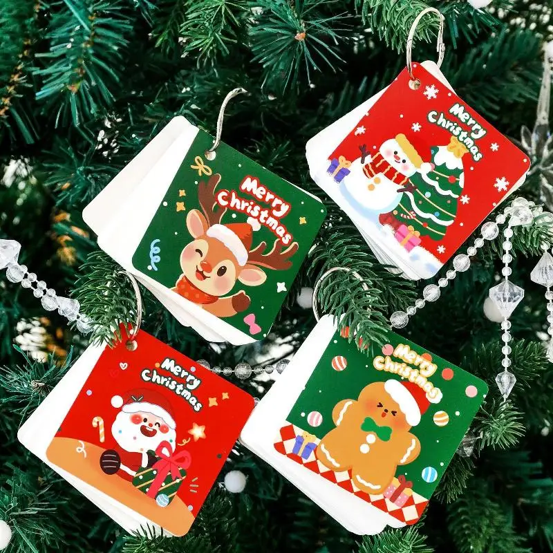 1/4 Stuks Kerst Losbladige Notebook Cartoon Kerstman Sneeuwpop Elanden Mini Draagbare Notepad Student Briefpapier Prijzen gift