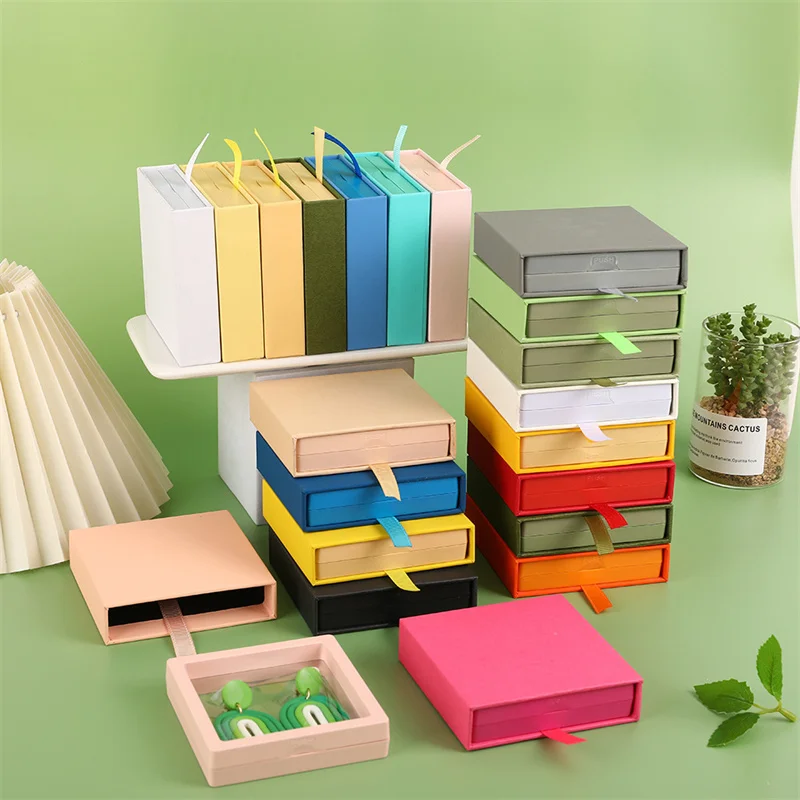 10Pcs Drawer PE Film Jewelry Storage Box Candy Color Necklace Ring Earring Bracelet Antioxidant Dustproof Jewelry Display Holder