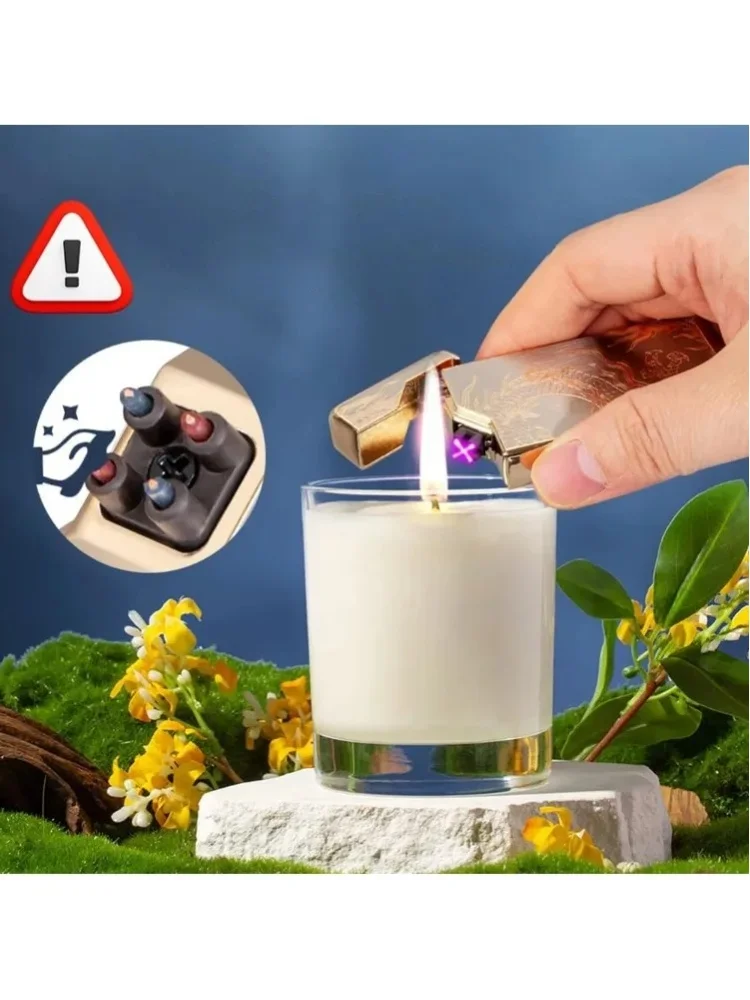 Einzigartiges Feuerzeug mit goldenem Drachen-Design, Zigarettenzubehör, Lichtbogen-Drachen-Feuerzeug, gestreift, winddicht, Plasma, 75-Grad-Winkel, für Grillpartys, Geschenke, Outdoor-Camping,