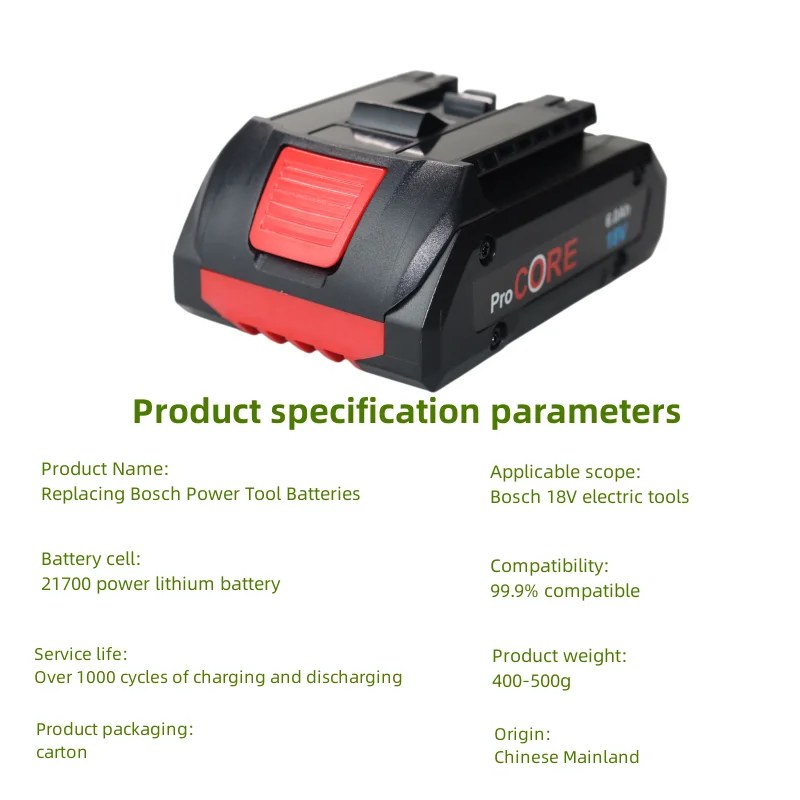 CORE18V 6.0Ah ProCORE Replacement Battery for Bosch 18V Professional System Cordless Tools 21700 Cell