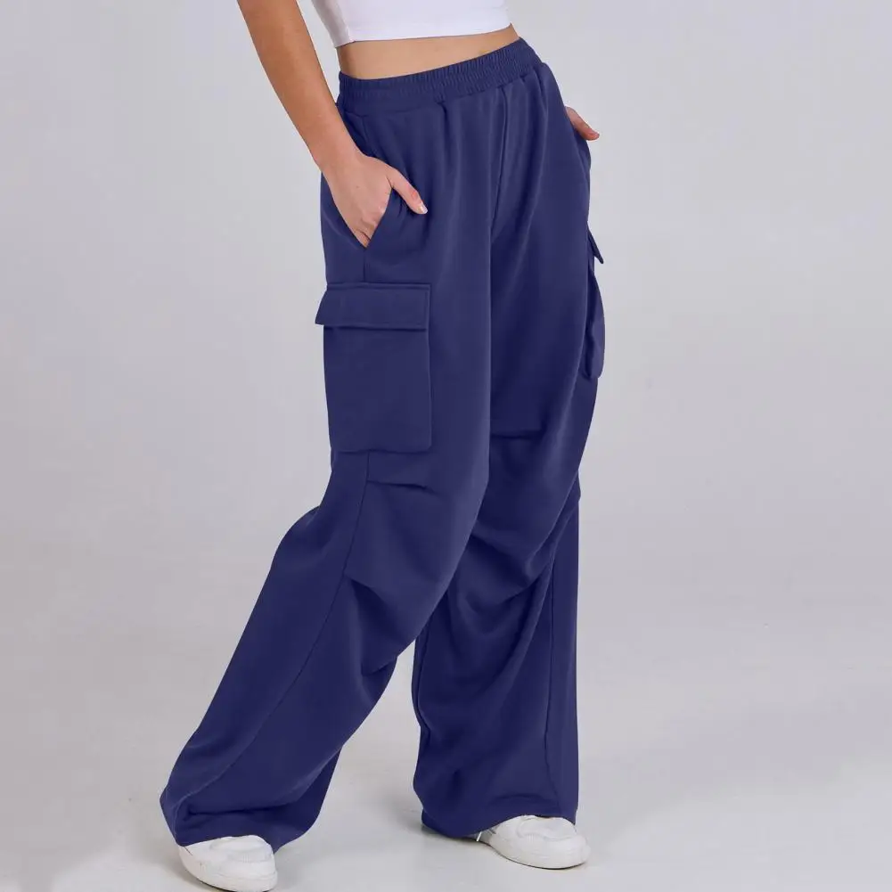 Multi-pocket Cargo Pants Stylish Women's Cargo Pants with Elastic Waist Multiple Pockets for Casual Jogging Lounge Wear Women