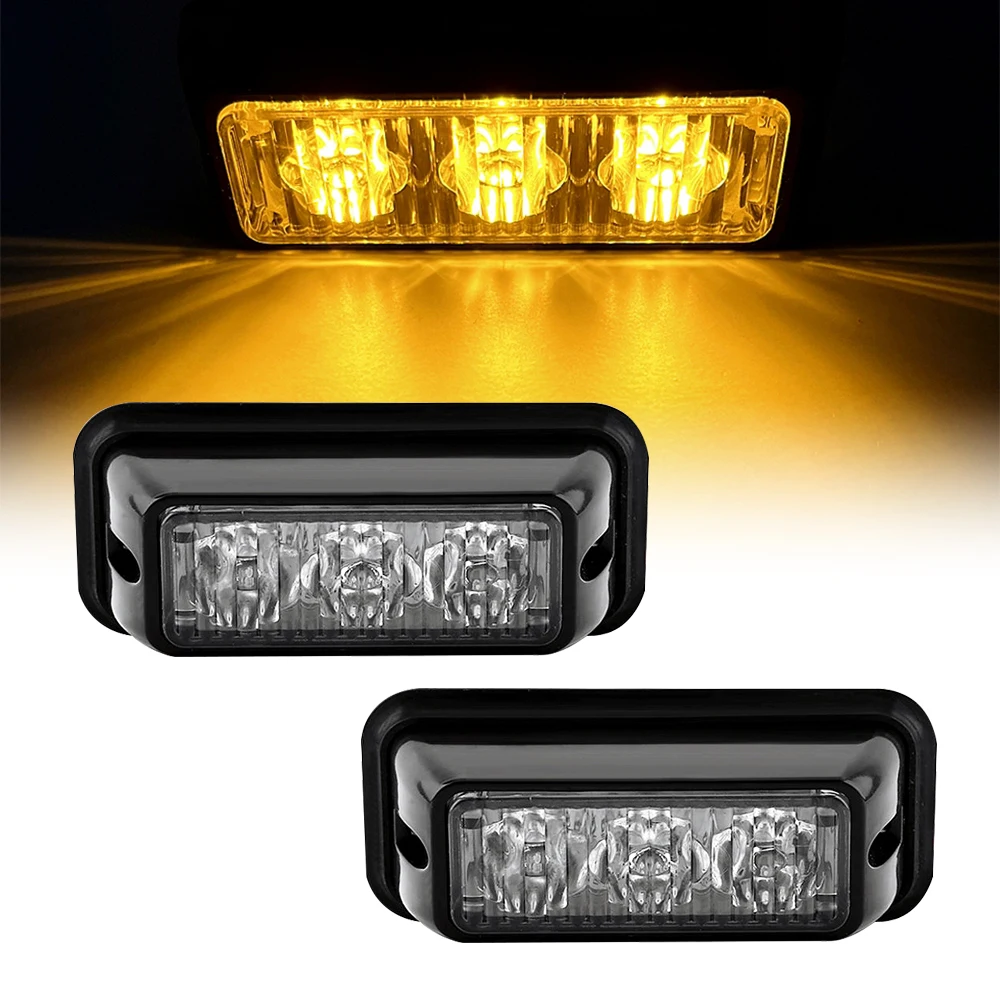 Lumière Stroboscopique d'Urgence à 3 LED Étanche pour Véhicule, Montage en Surface sur Calandre, Police, Clignotant, Tête, 2 Pièces/Ensemble