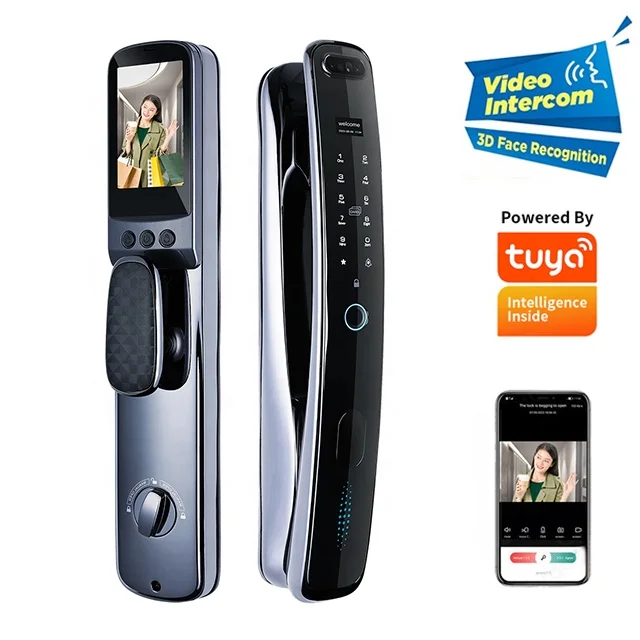 

Face Recognition Tuya Wifi Lock Digital Locks Fingerprint Password Cerradura Inteligente Smart Door Lock With Video Intercom
