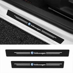 4pcs Car Threshold Strip Stickers Auto Carbon Fiber Anti-Scratch Sticker Protector For VW Volkswagen Golf Polo MK5 MK6 Passat