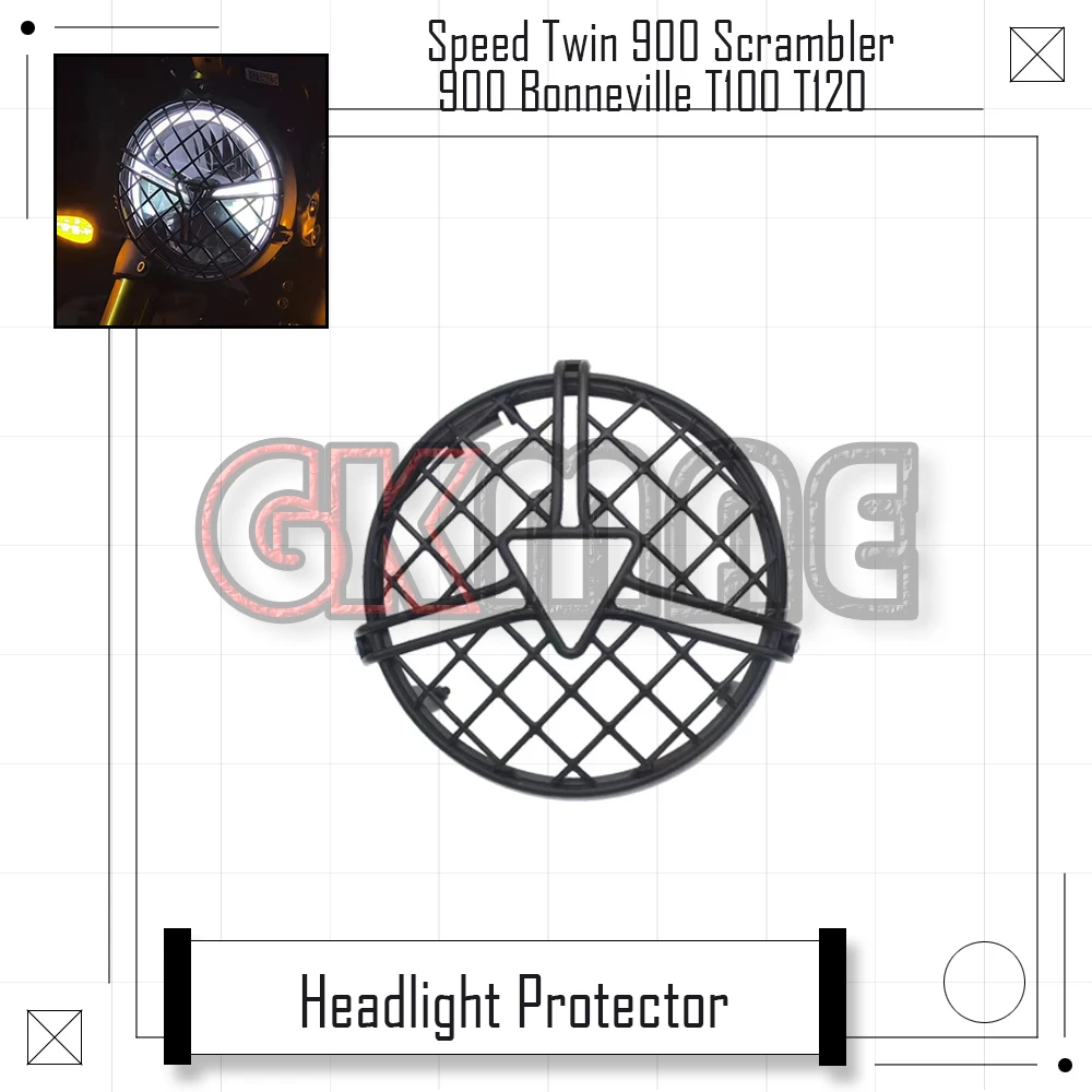 

For Speed Twin 900 Scrambler 900 Bonneville T100 T120 Motorcycle Modified Headlight Protector Headlight Grille Mesh Protector