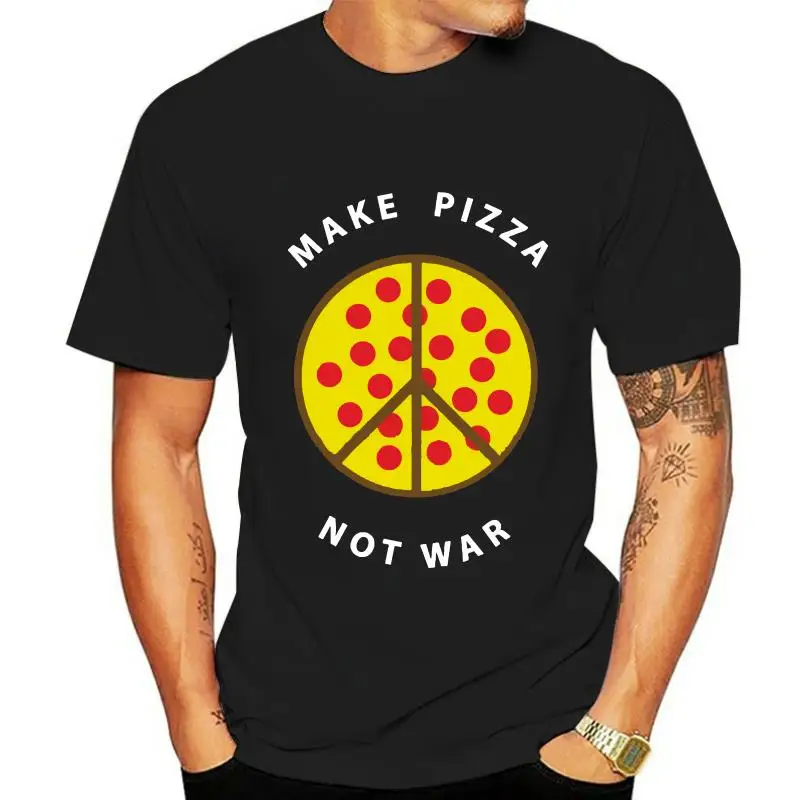 Peace Pizza T-SHIRT make pizza not war anti war protest hippie symbol tee shirt