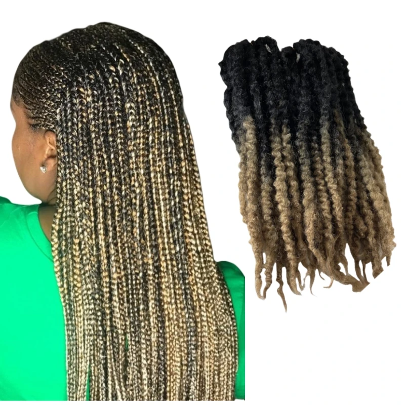 10 Packs Two Tone Ombre T#1b/#27 Black Blonde Marley Braids Synthetic Hair Extensions for Black Woman