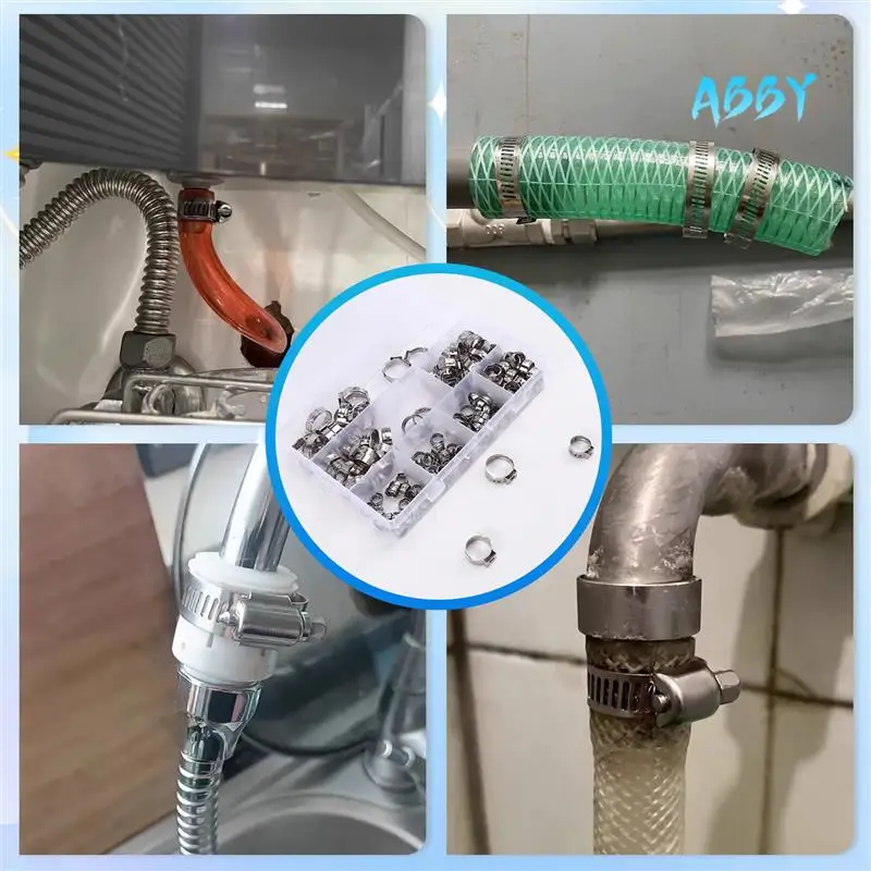 

ABBY-130PCS 5.8-21Mm Single Ear Hose Clamp Stepless Single-Ear Hoop Suitable For Pipe Connection