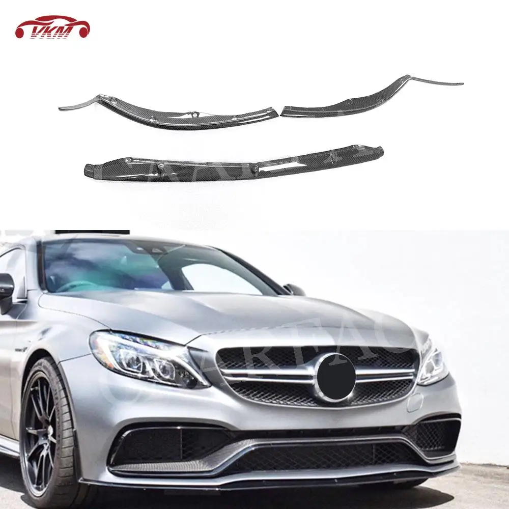 C Class W205 Carbon fiber front bumper lip spoiler splitters for Mercedes Benz C205 C63 AMG Coupe 2015 - 2019 FRP Body Kits