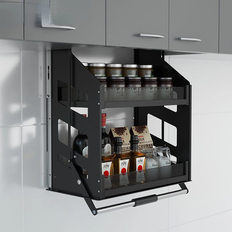 

Intelligent electric hanging cabinet, lifting basket, kitchen cabinet, vertical pull-down seasoning basket