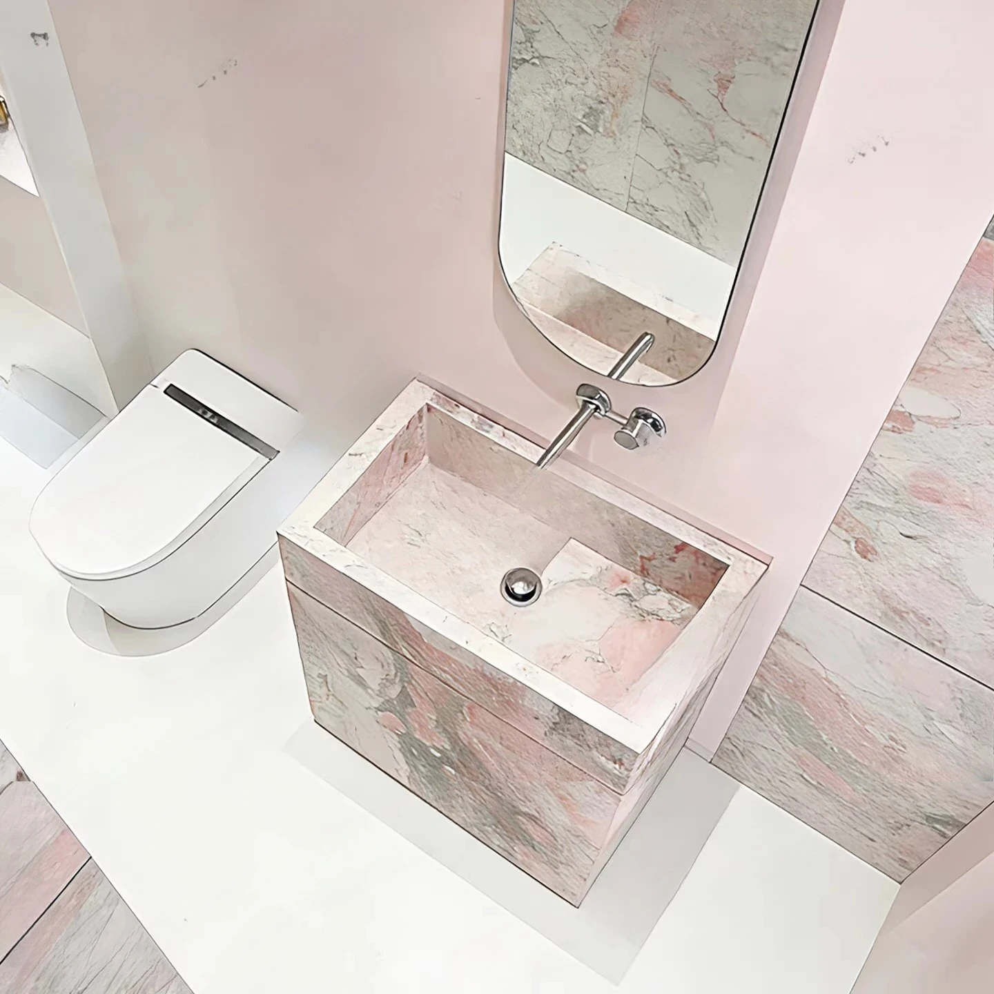 Cream Wind Garden Four Seasons Powder Slate Floor-to-ceiling Square Hand Washing Column Basin