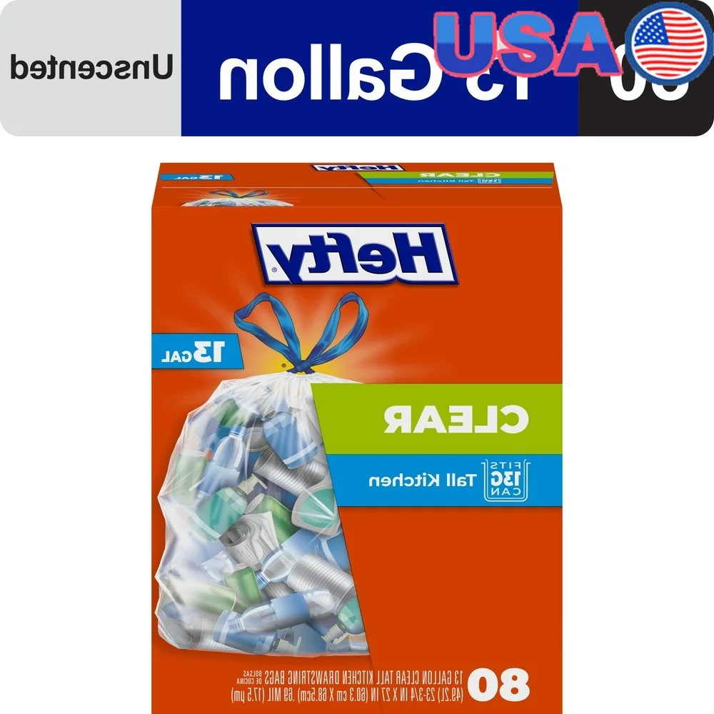 

Прозрачные мешки для мусора, 13 галлонов, 80 шт., безопасный шнурок, устойчивый к проколам, прозрачный, для утилизации мусора на кухне