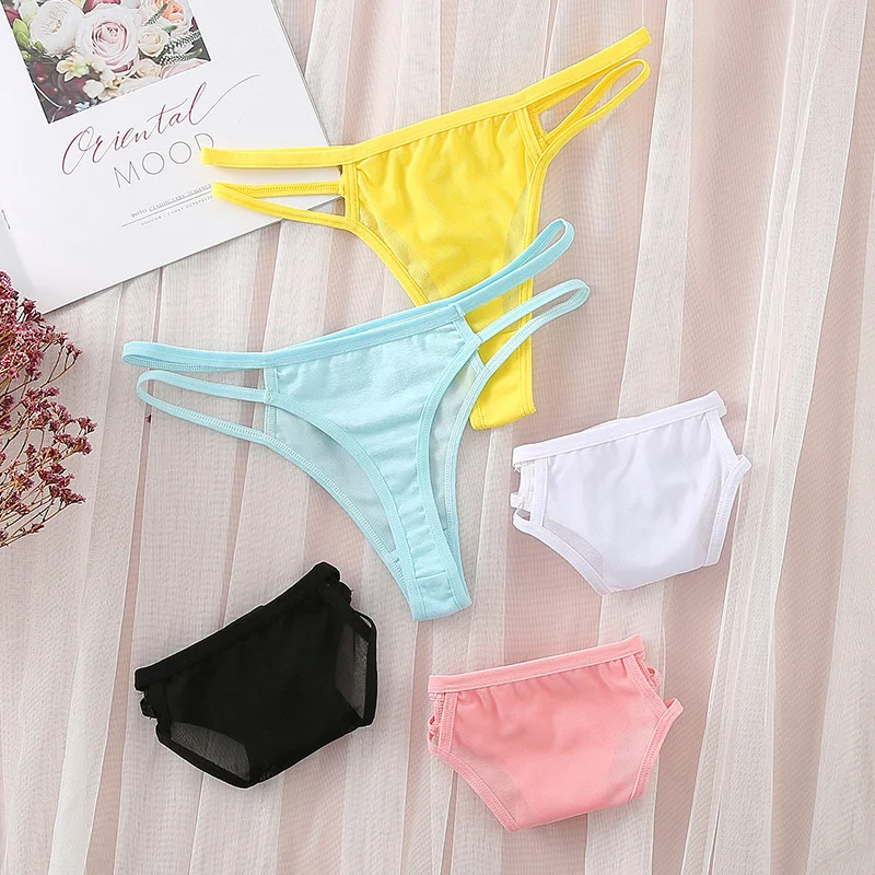 SP&CITY Thin Mesh Sexy Thongs Transparent Women's Underwear Cotton Crotch Hollow Out Traceless Panties Low Waist Seamless Briefs