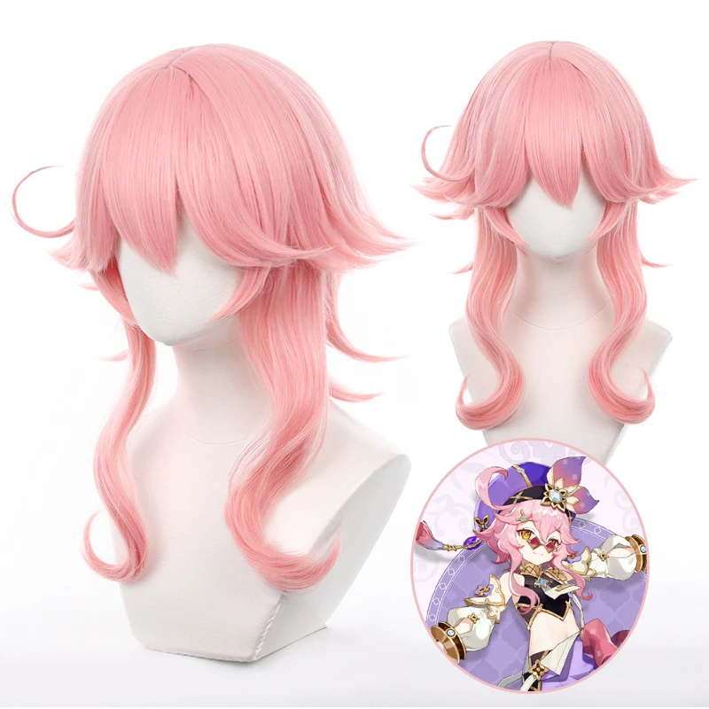 Game Genshin Impact Cosplay Dori peruca para mulheres, cabelos rosa longos, cabelos resistentes ao calor, perucas de festa de Halloween meninas, 50cm