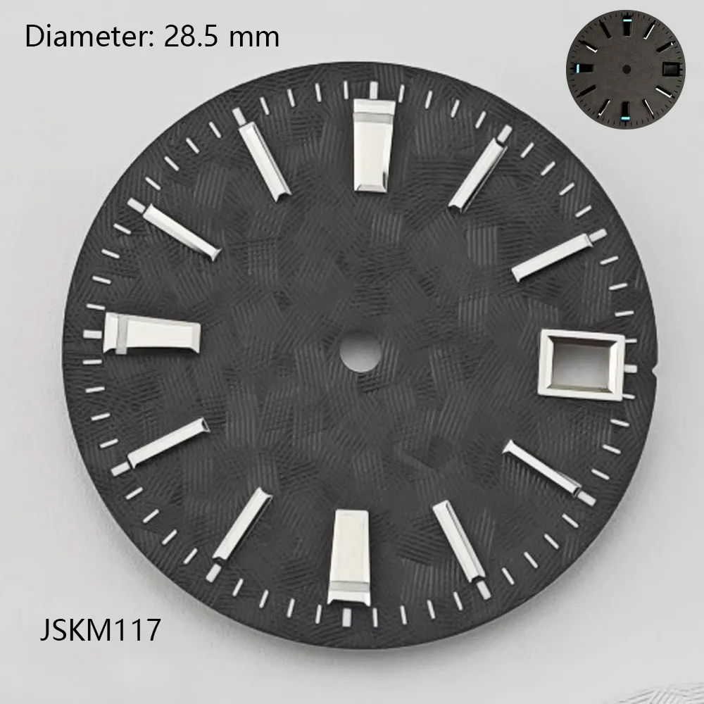 Quadrante NH35 da 28,5 mm quadrante grigio carbonio linea nera con motivi fti Giappone NH35 movimento meccanico automatico watchmods possono personalizzare il logo