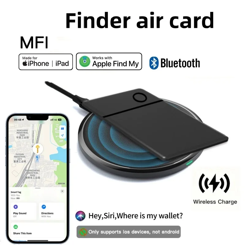 

Ультратонкий кошелек с функцией отслеживания карт, защита от потери, с устройством Apple Find My Smart Bluetooth GPS, устройство отслеживания местоположения iTag, Беспроводная зарядка
