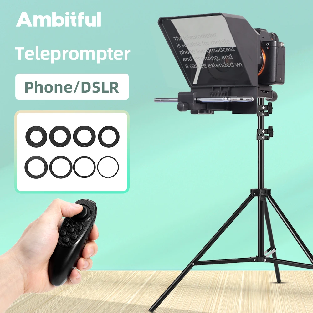 Ambitful Phone and DSLR Recording Mini Teleprompter Portable Inscriber Mobile Teleprompter Artifact Video With Remote Control