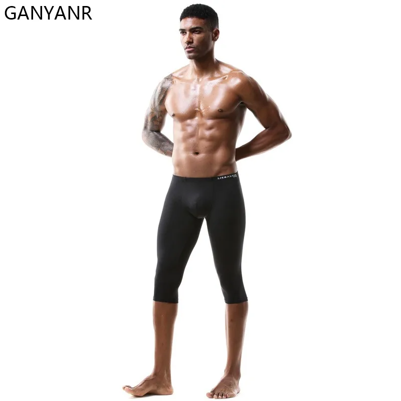 GANYANR-mallas para correr para hombre, pantalones cortos de compresión para gimnasio, Fitness, deporte, baloncesto, Yoga, Crossfit, bolsa de entrenamiento