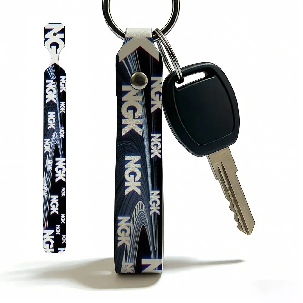 

For Ngk Soft PU Leather Motorcycle Keychain Lightweight Key Holder For Scooter Racing