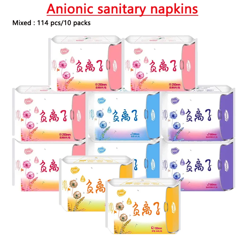 114 pcs/10 pack Women Menstrual Anionic Sanitary Napkins Breathable and leak proof Womenmenstrual anionic Sanitary Napkins produ