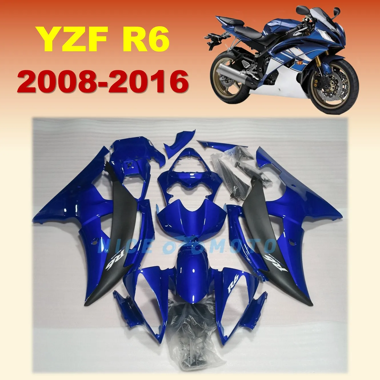 

Fit for YAMAHA YZFR6 08-16 YZF R6 2008 2010 2009 2012 2015 2016 Motorcycle Fairing Injection Mold Bodywork Bright Blue