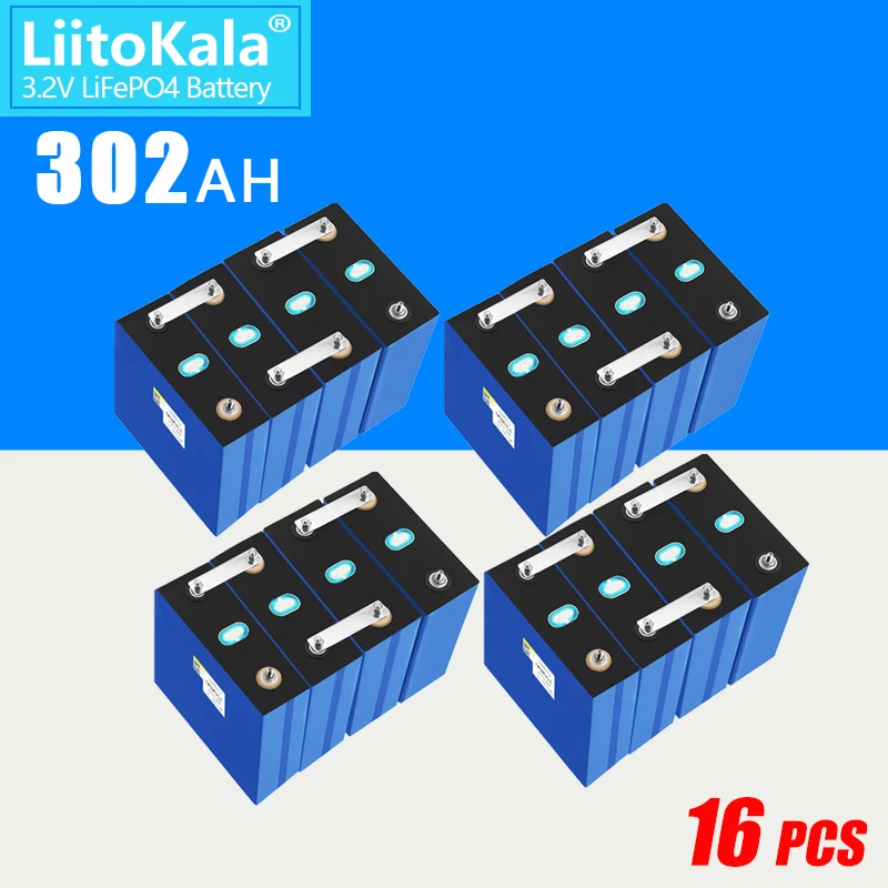 

16PCS 3.2V 302Ah Lifepo4 rechargeable battery Lithium Iron Phosphate DIY 12V 24V 310Ah Solar storage Electric car RV Inverter