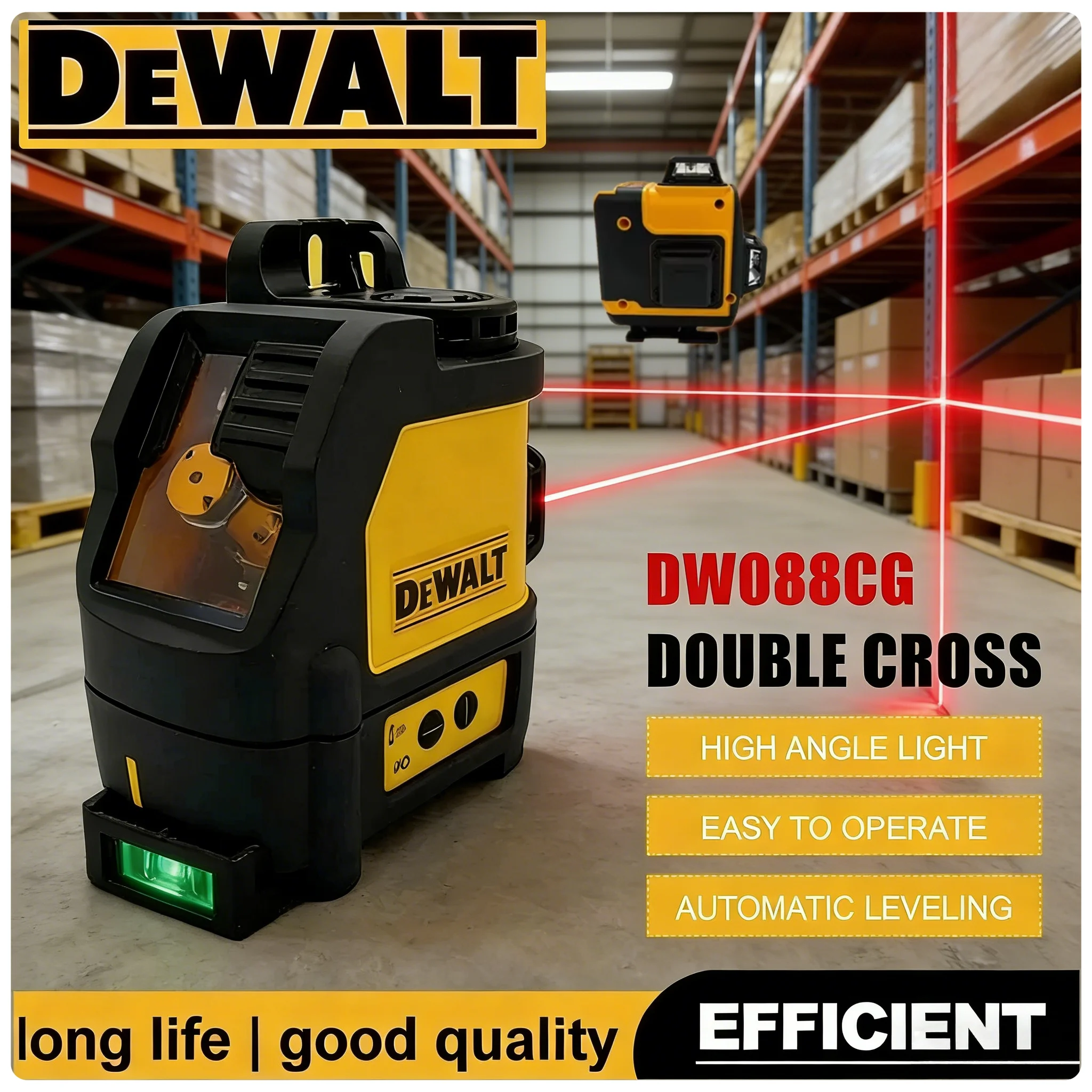 

Лазерный нивелир DEWALT DW088CG с 2 зелеными линиями, самовыравнивающийся, высокоточный, перезаряжаемый, портативный, для строительных работ