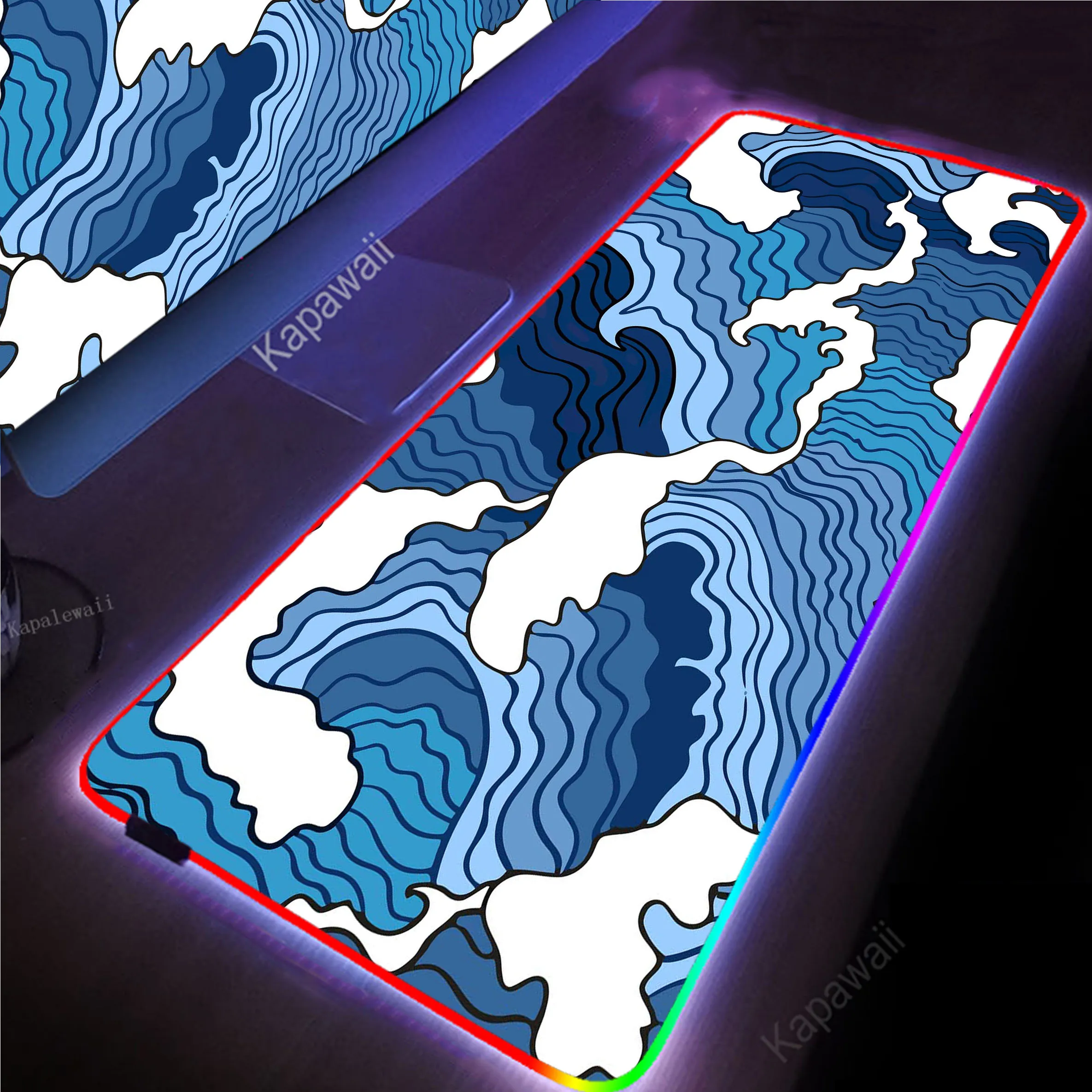 Great Wave Off RGB LED Backlit Gaming Mousepad Gamer Mousemat Mouse Mat Desk Pad XXL Mouse Pad Keyboard Mat Pc Tapis de Souris