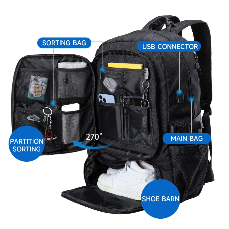 

Waterproof Men's Backpack 17 Inch Laptop Usb Charging Large Capacity Multifunction Shoe Warehouse Outdoor Sports Travel Bag