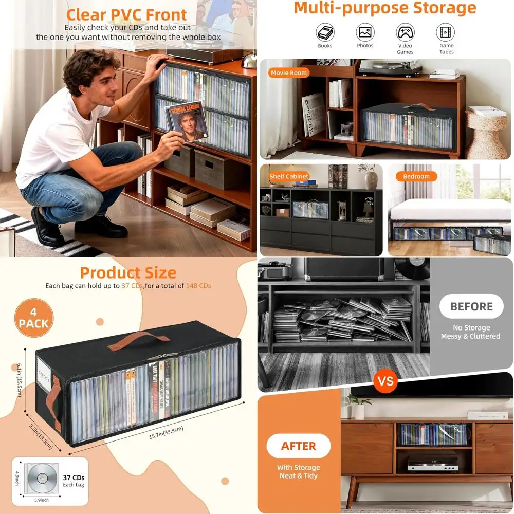 

Складной футляр для CD-дисков с прозрачным окошком на молнии, вмещает 148 дисков в полных коробках