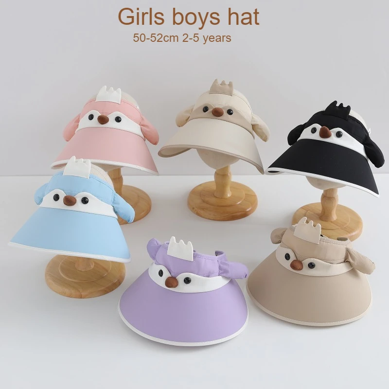 

Kids Sun Hat 50-52cm 2--5 Years Cartoon Penguin Summer Outdoor Beach Girls Cap Children Hollow Sunscreen Visor Hats Boys Caps