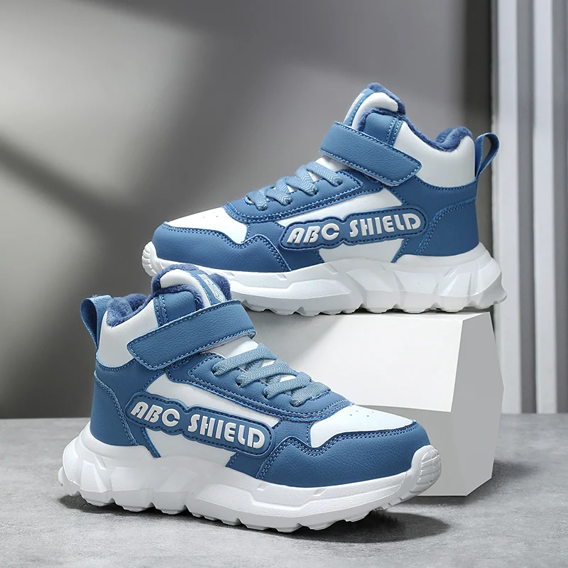 

Autumn Winter Children Shoes Boys High Top Sneaker Warm Plush Kids Cotton Shoes Casual Sports Daily Boys Sneaker 4 To 12 Years