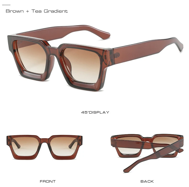 SO&EI Fashion Square Frauen Luxus Sonnenbrille Retro Marke Designer Männer Trend Leopard Blau Grün Sonnenbrille Shades UV400 – Detail 12
