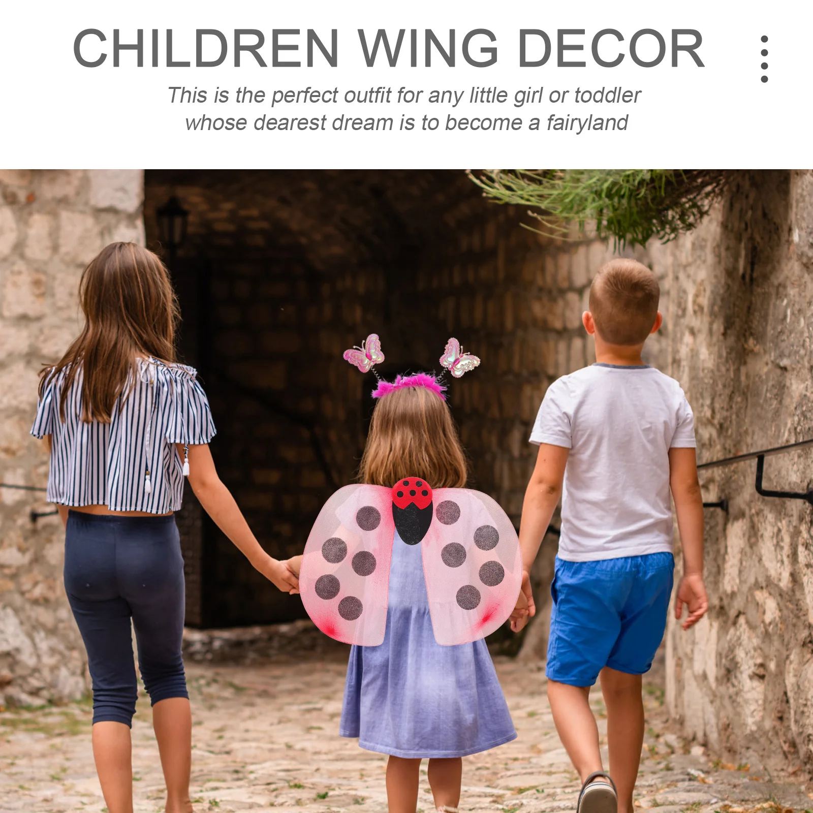 Girls Ladybug Wings Fairy Wings Dress Up Costume Cosplay Prop Kids Birthday Party Halloween Carnival Birthday Party Games