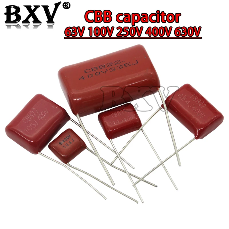 

10PCS 63V 100V 250V 400V 630V CBB Polypropylene Film Capacitor 100PF 220PF 470PF 10NF 1UF 22NF 100NF 220NF 330NF 470NF 680NF