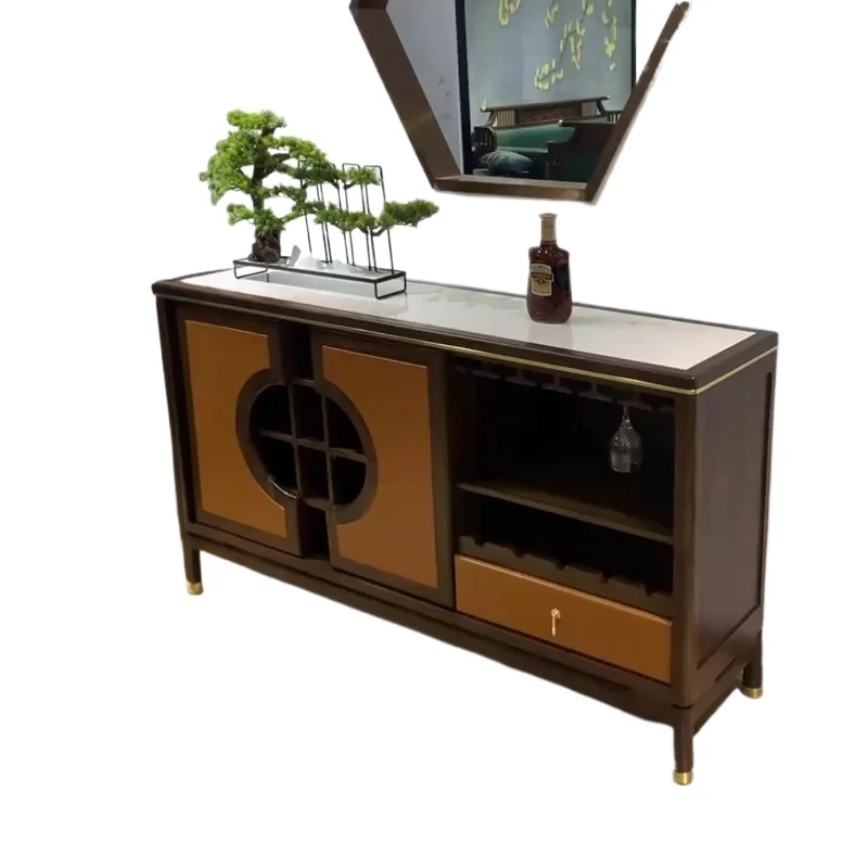 

New Chinese simple dining side chest drawer solid wood side cabinet against the wall storage