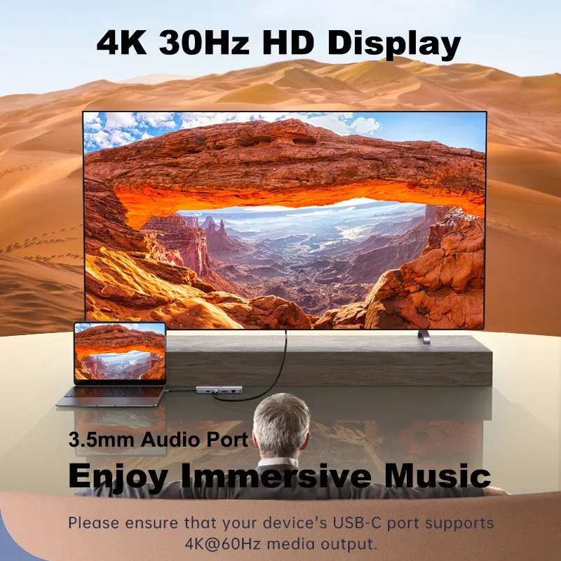 Jasoz USB C HUB Type C to HDMI RJ45 USB 3.0 Adapter 8 in 1 USB C to USB Dock Station For MacBook Pro Air Switch USB C Splitter